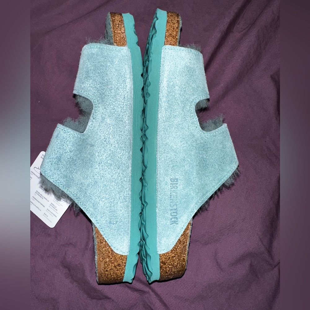 Birkenstock Arizona Shearling teal size 38 - Picture 2 of 4